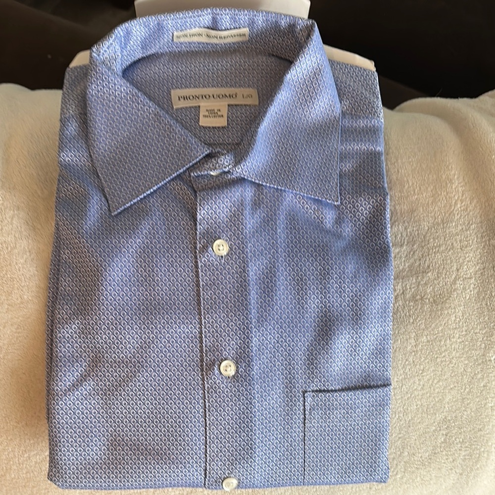 Pronto Uomo Blue Dress Shirt with Textured Pattern